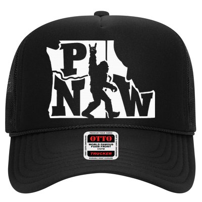 Bigfoot Rock And Roll Silhouette Pacific Northwest Sasquatch Trucker Hat