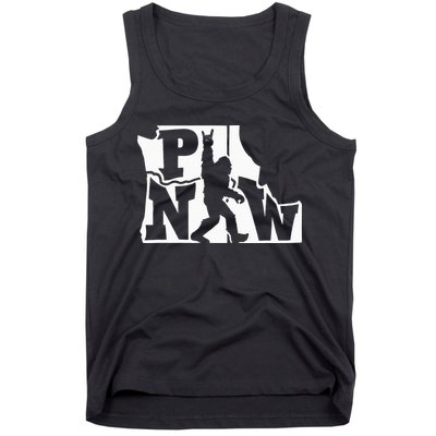 Bigfoot Rock And Roll Silhouette Pacific Northwest Sasquatch Tank Top