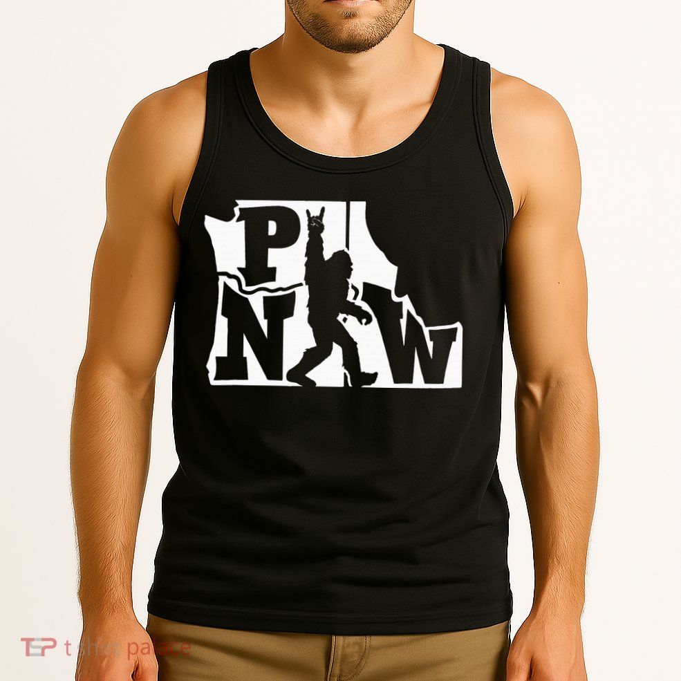 Bigfoot Rock And Roll Silhouette Pacific Northwest Sasquatch Tank Top