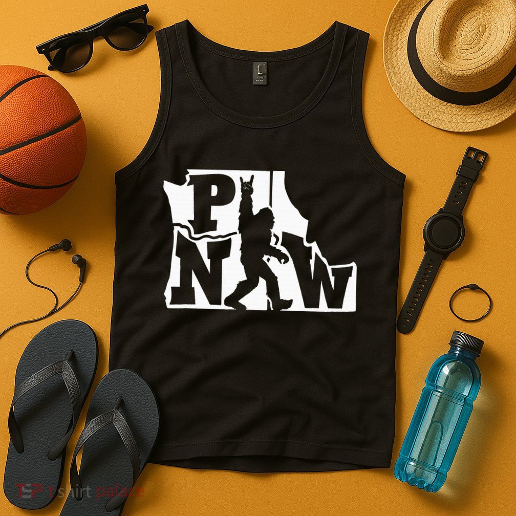 Bigfoot Rock And Roll Silhouette Pacific Northwest Sasquatch Tank Top