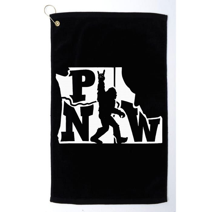 Bigfoot Rock And Roll Silhouette Pacific Northwest Sasquatch Golf Towel