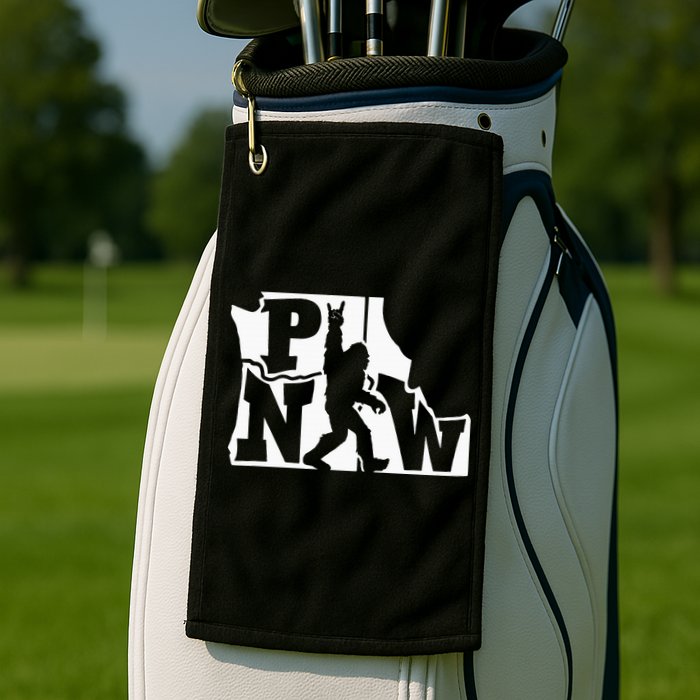Bigfoot Rock And Roll Silhouette Pacific Northwest Sasquatch Golf Towel