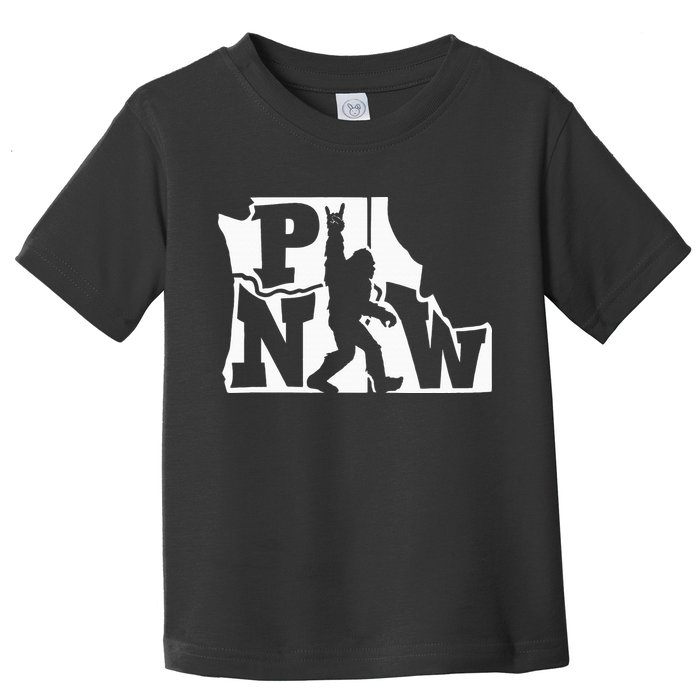 Bigfoot Rock And Roll Silhouette Pacific Northwest Sasquatch Toddler T-Shirt