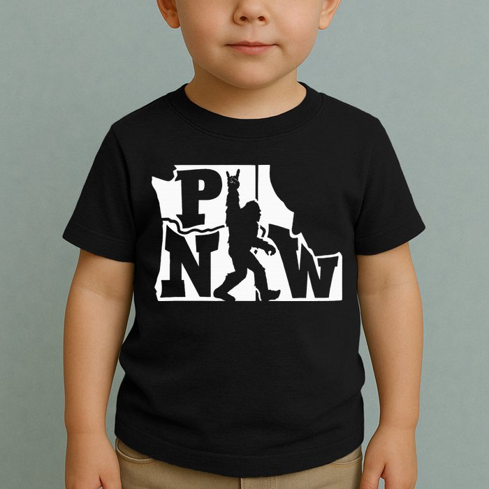 Bigfoot Rock And Roll Silhouette Pacific Northwest Sasquatch Toddler T-Shirt