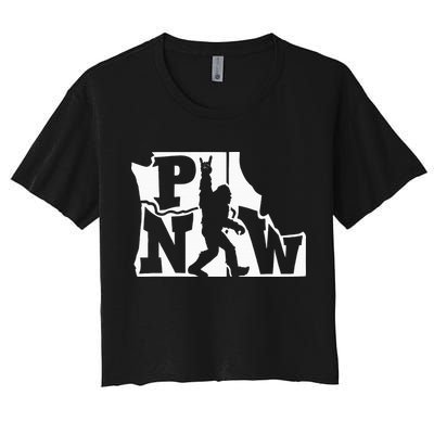 Bigfoot Rock And Roll Silhouette Pacific Northwest Sasquatch Crop Top