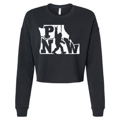 Bigfoot Rock And Roll Silhouette Pacific Northwest Sasquatch Cropped Pullover Crew