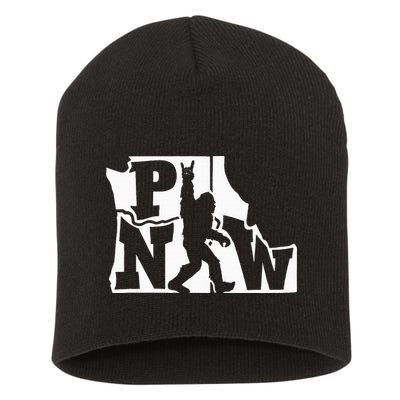 Bigfoot Rock And Roll Silhouette Pacific Northwest Sasquatch Short Acrylic Beanie