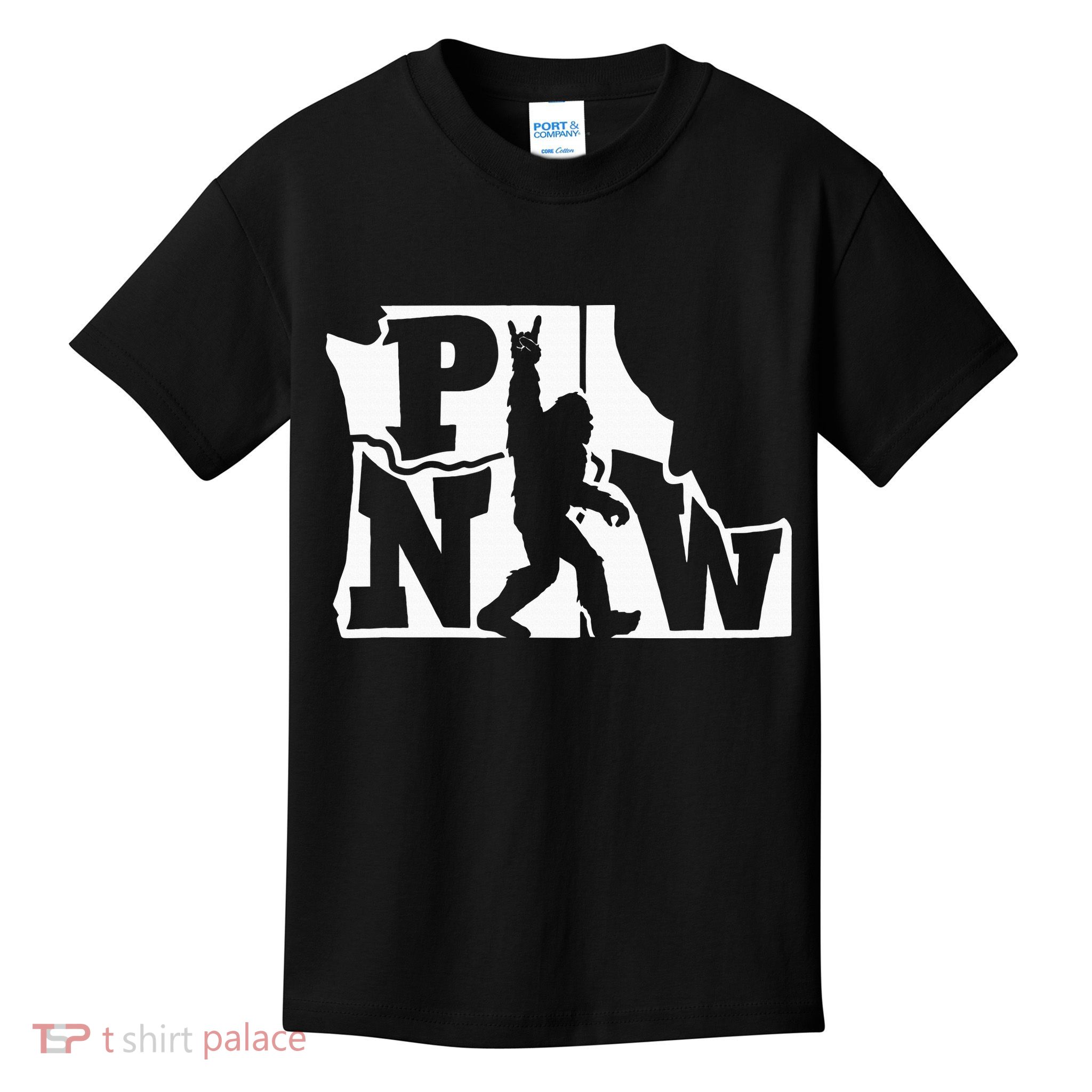 Bigfoot Rock And Roll Silhouette Pacific Northwest Sasquatch Kids T-Shirt