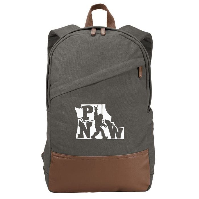 Bigfoot Rock And Roll Silhouette Pacific Northwest Sasquatch Cotton Canvas Backpack
