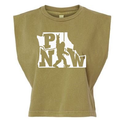 Bigfoot Rock And Roll Silhouette Pacific Northwest Sasquatch Garment-Dyed Women's Muscle Tee