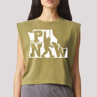 Bigfoot Rock And Roll Silhouette Pacific Northwest Sasquatch Garment-Dyed Women's Muscle Tee