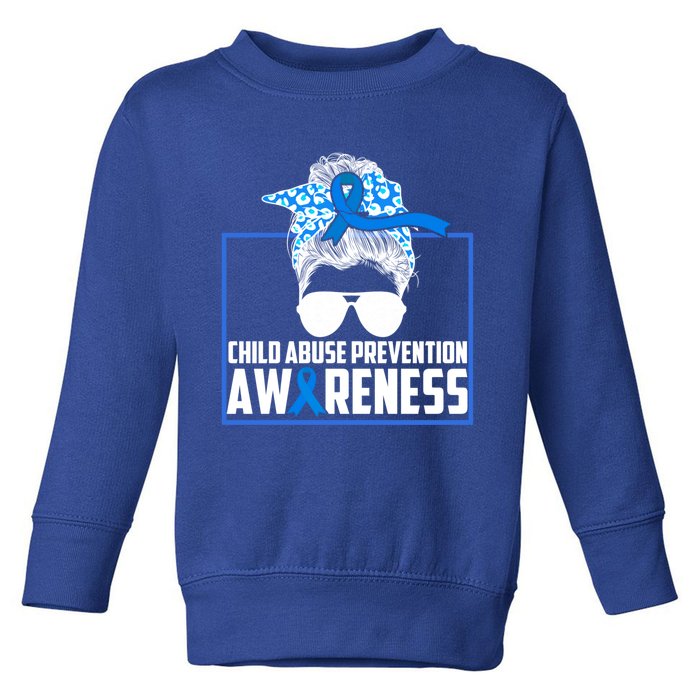 Blue Ribbon Abuse Awareness Month Prevention Support Great Gift Toddler Sweatshirt