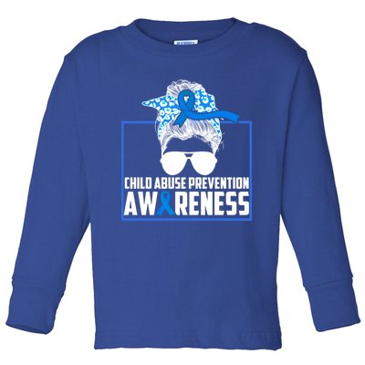 Blue Ribbon Abuse Awareness Month Prevention Support Great Gift Toddler Long Sleeve Shirt