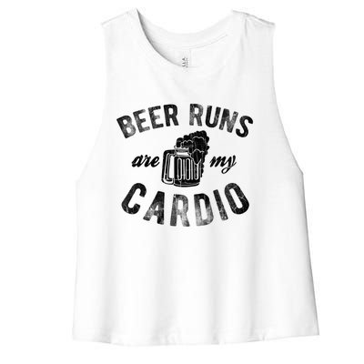 Beer Runs Are My Cardio Mug With Foam Graphic Gift Women's Racerback Cropped Tank