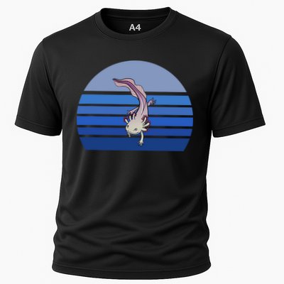 Blue Retro Axolotl Mexican Salamander Gift Lover Cooling Performance Crew T-Shirt