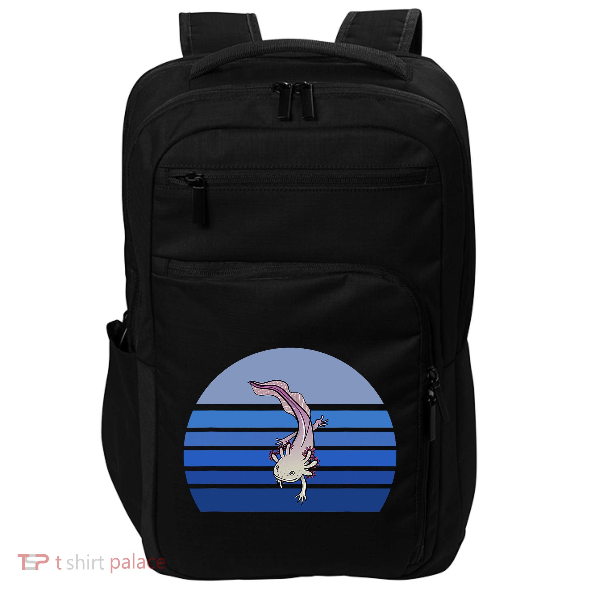 Blue Retro Axolotl Mexican Salamander Gift Lover Impact Tech Backpack