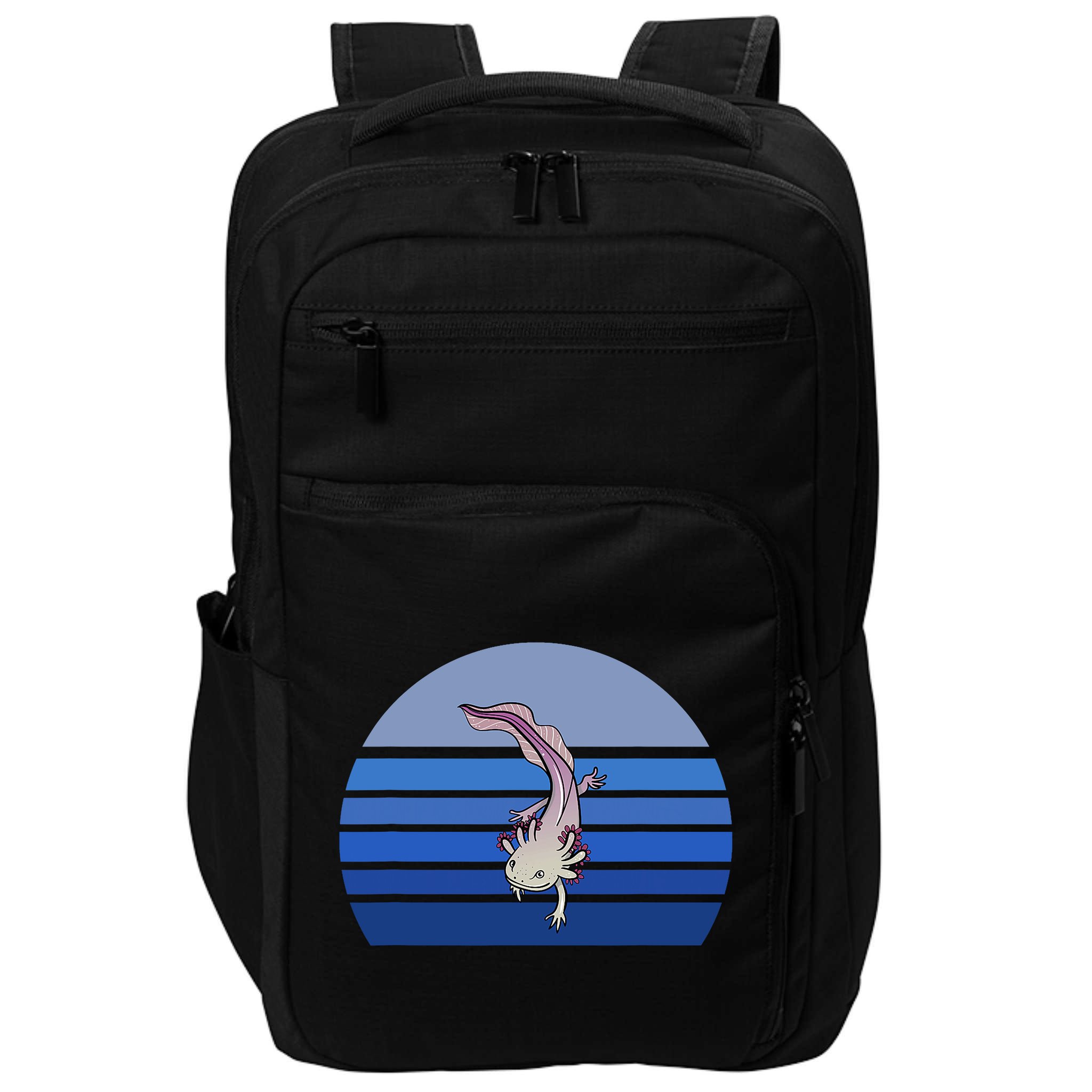 Blue Retro Axolotl Mexican Salamander Gift Lover Impact Tech Backpack