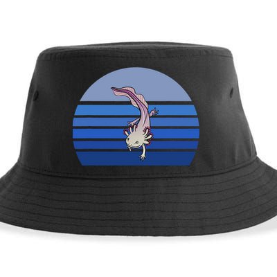 Blue Retro Axolotl Mexican Salamander Gift Lover Sustainable Bucket Hat