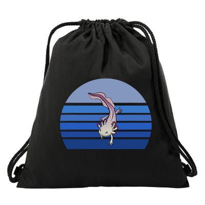 Blue Retro Axolotl Mexican Salamander Gift Lover Drawstring Bag