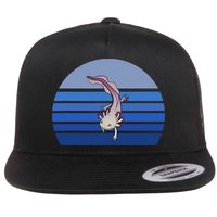 Blue Retro Axolotl Mexican Salamander Gift Lover Flat Bill Trucker Hat