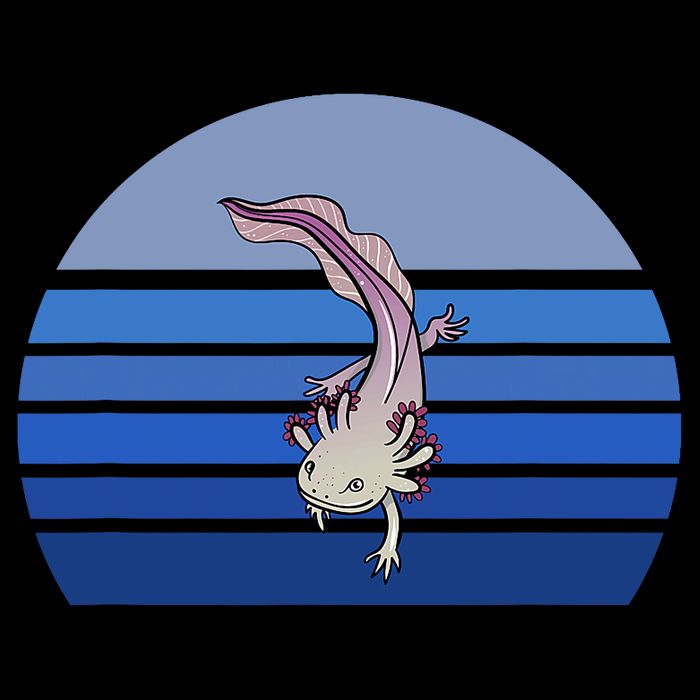 Blue Retro Axolotl Mexican Salamander Gift Lover Flat Bill Trucker Hat