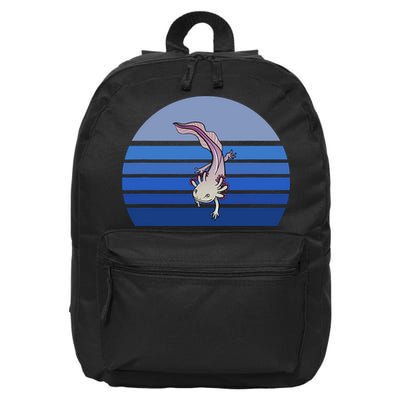 Blue Retro Axolotl Mexican Salamander Gift Lover 16 in Basic Backpack