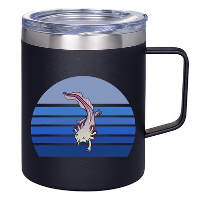 Blue Retro Axolotl Mexican Salamander Gift Lover 12oz Stainless Steel Coffee Mug