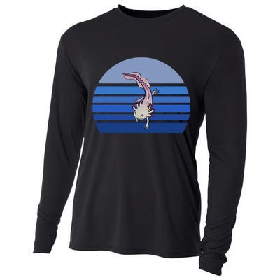 Blue Retro Axolotl Mexican Salamander Gift Lover Cooling Performance Long Sleeve Crew