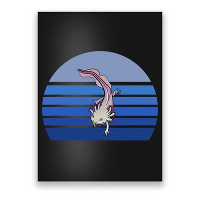 Blue Retro Axolotl Mexican Salamander Gift Lover Poster