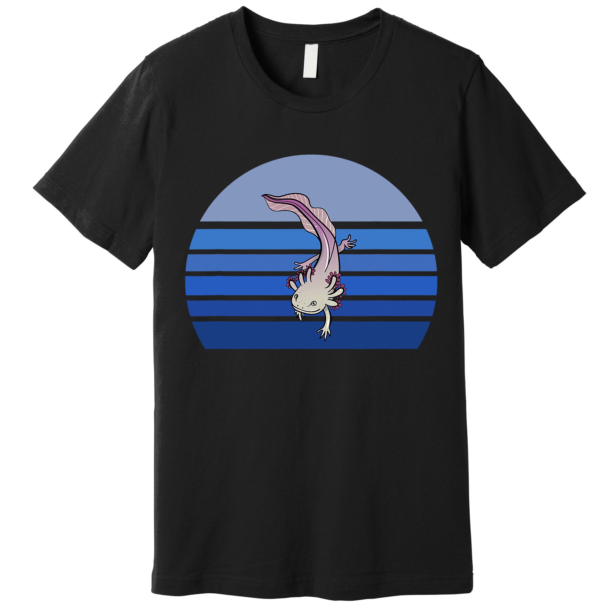 Blue Retro Axolotl Mexican Salamander Gift Lover Premium T-Shirt