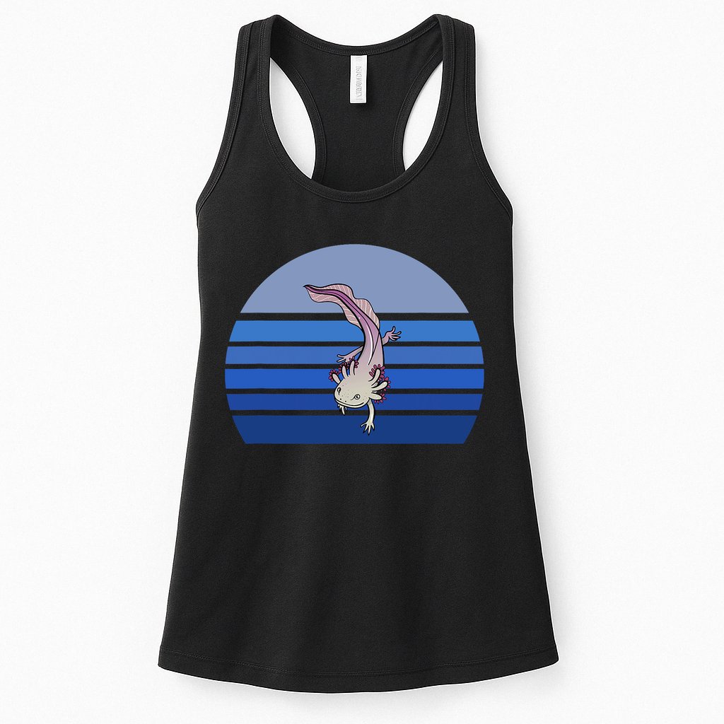 Blue Retro Axolotl Mexican Salamander Gift Lover Womens Tank Top