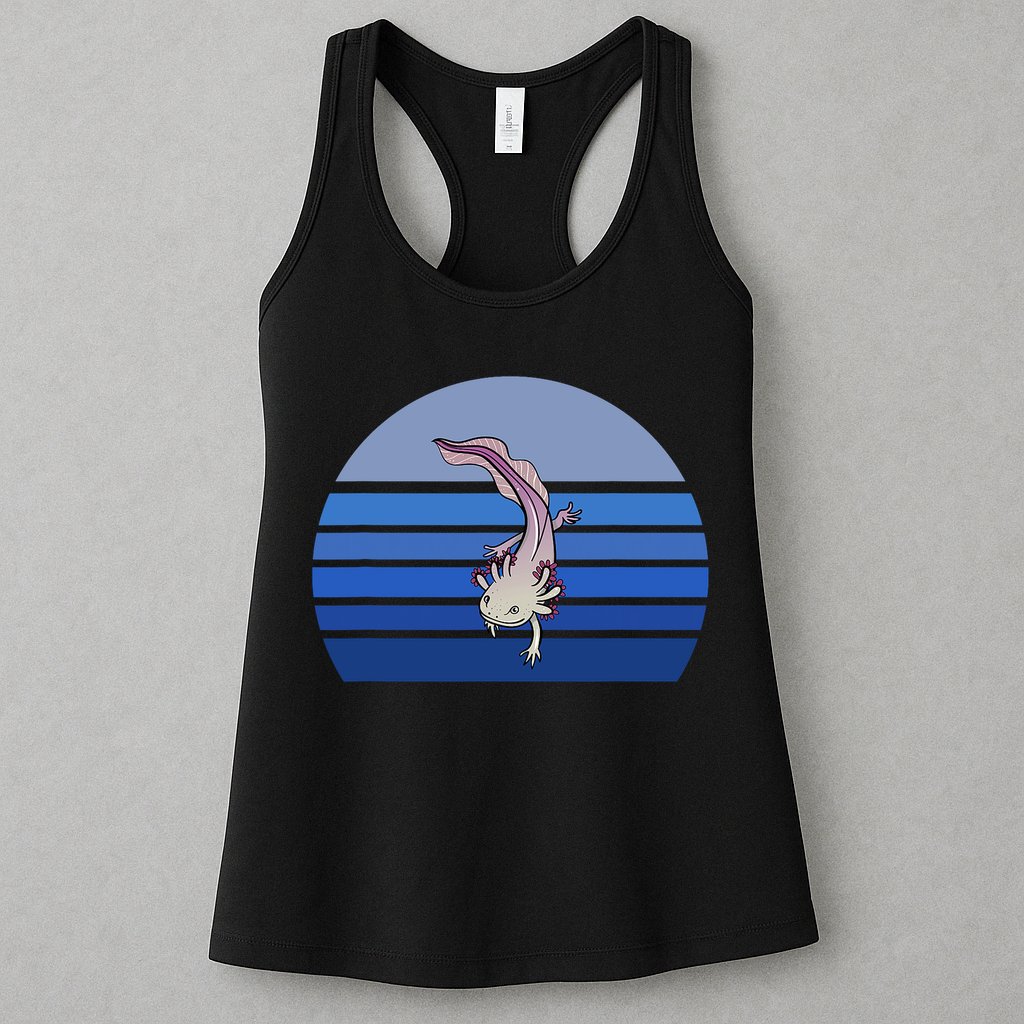 Blue Retro Axolotl Mexican Salamander Gift Lover Womens Tank Top