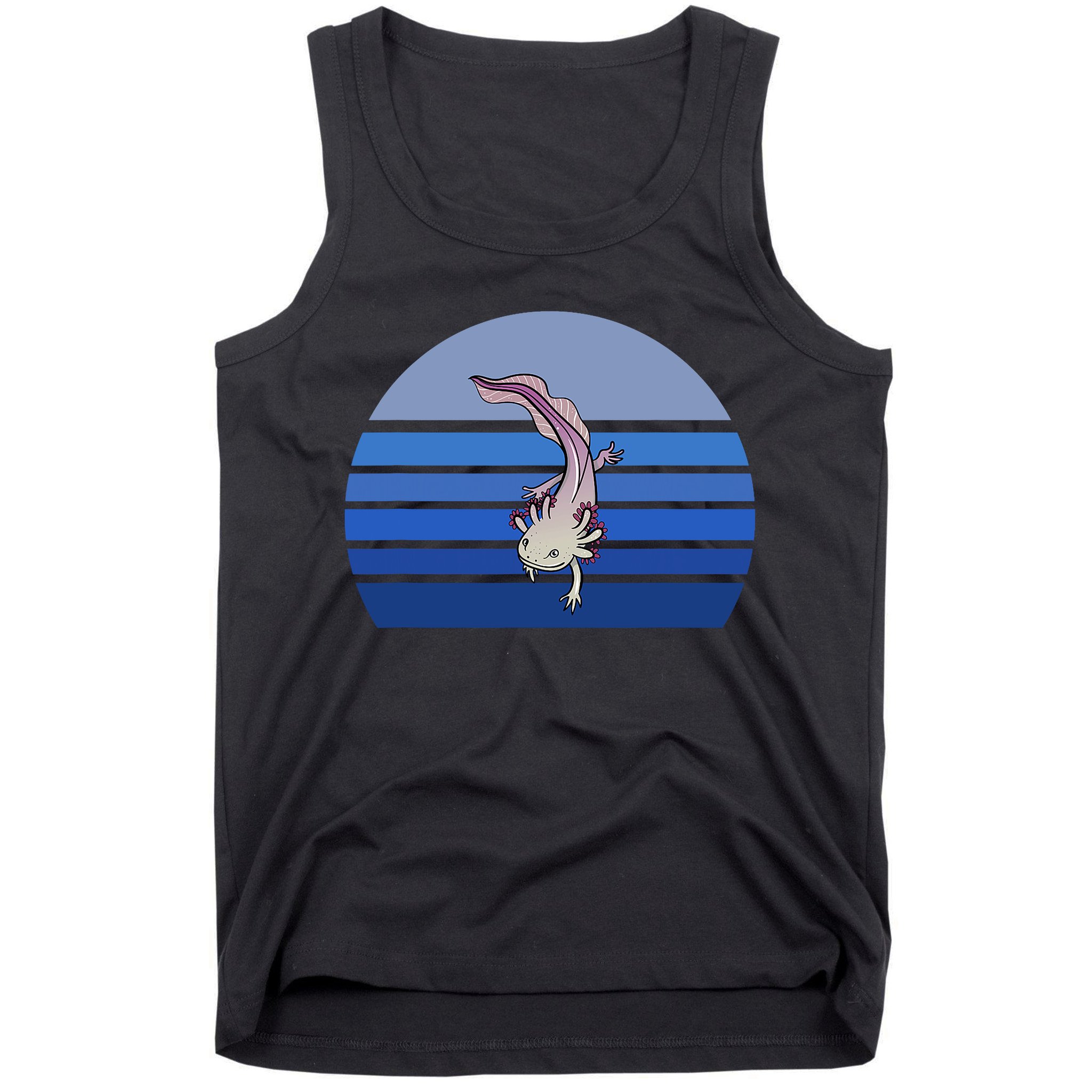 Blue Retro Axolotl Mexican Salamander Gift Lover Tank Top