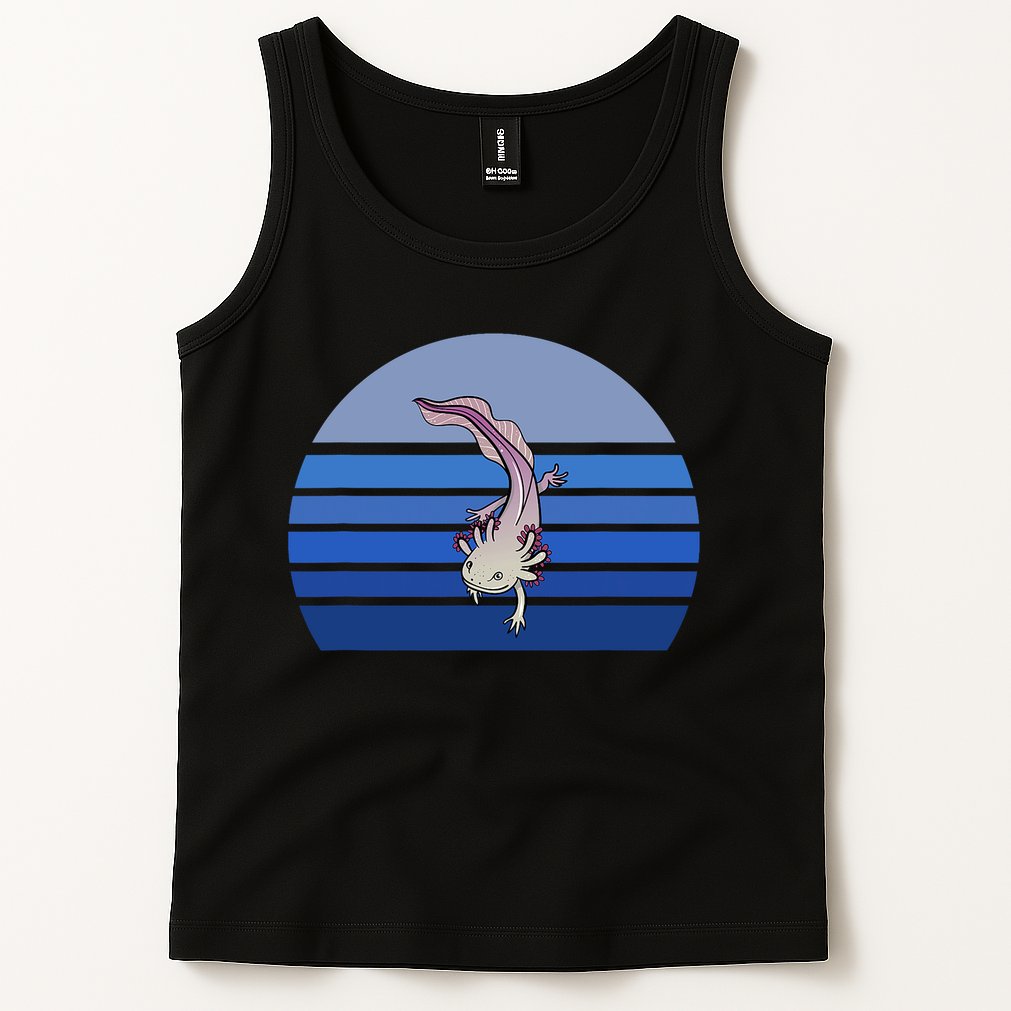 Blue Retro Axolotl Mexican Salamander Gift Lover Tank Top
