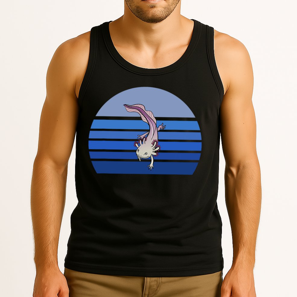 Blue Retro Axolotl Mexican Salamander Gift Lover Tank Top