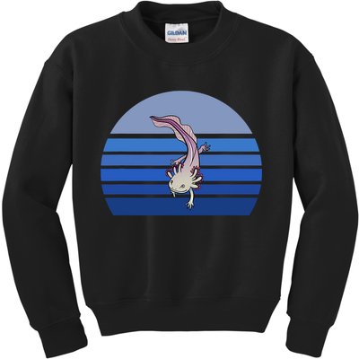 Blue Retro Axolotl Mexican Salamander Gift Lover Kids Sweatshirt