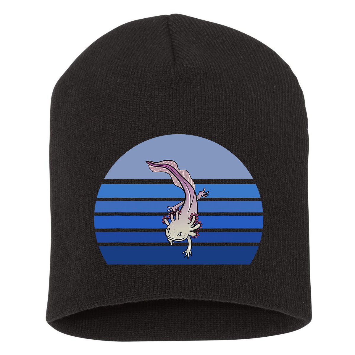 Blue Retro Axolotl Mexican Salamander Gift Lover Short Acrylic Beanie