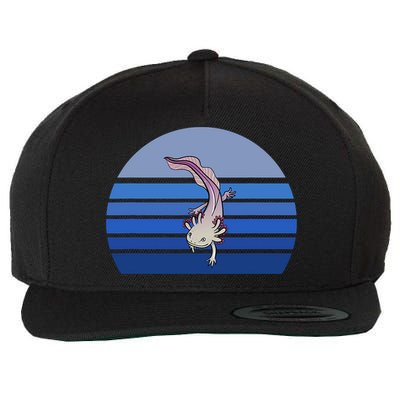 Blue Retro Axolotl Mexican Salamander Gift Lover Wool Snapback Cap