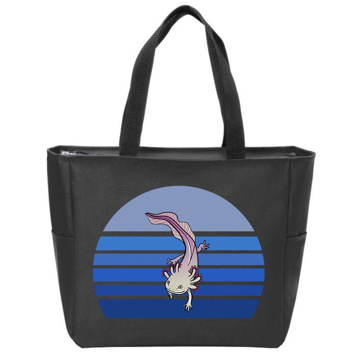 Blue Retro Axolotl Mexican Salamander Gift Lover Zip Tote Bag