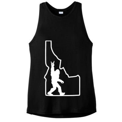 Bigfoot Rock And Roll Silhouette State Of Idaho Sasquatch Ladies PosiCharge Tri-Blend Wicking Tank