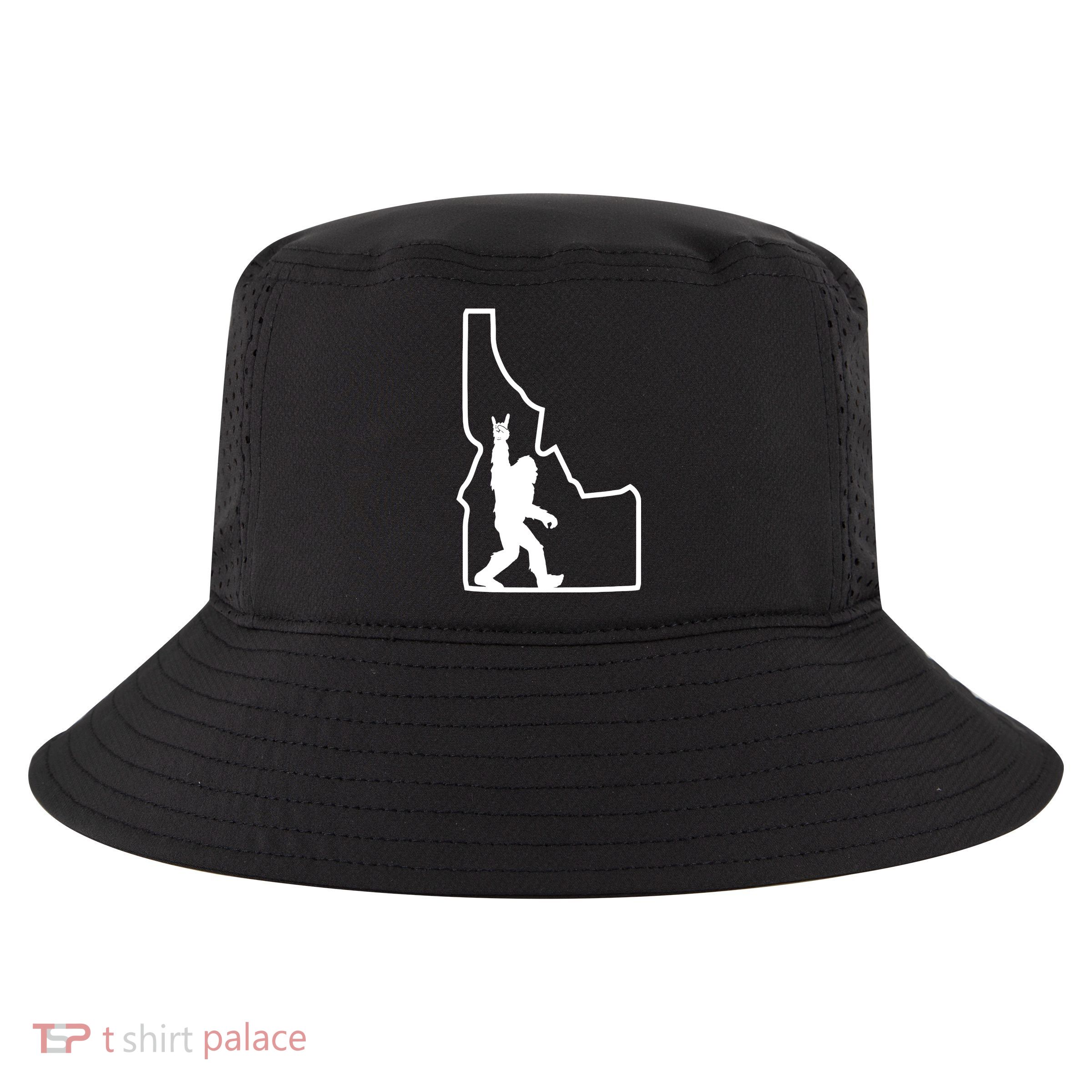 Bigfoot Rock And Roll Silhouette State Of Idaho Sasquatch Cool Comfort Performance Bucket Hat
