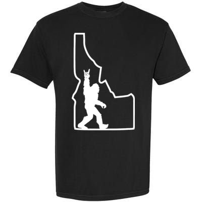 Bigfoot Rock And Roll Silhouette State Of Idaho Sasquatch Garment-Dyed Heavyweight T-Shirt
