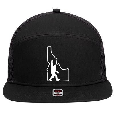 Bigfoot Rock And Roll Silhouette State Of Idaho Sasquatch 7 Panel Mesh Trucker Snapback Hat