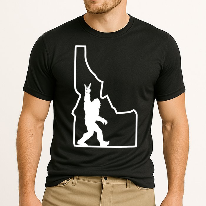 Bigfoot Rock And Roll Silhouette State Of Idaho Sasquatch Performance Shirt