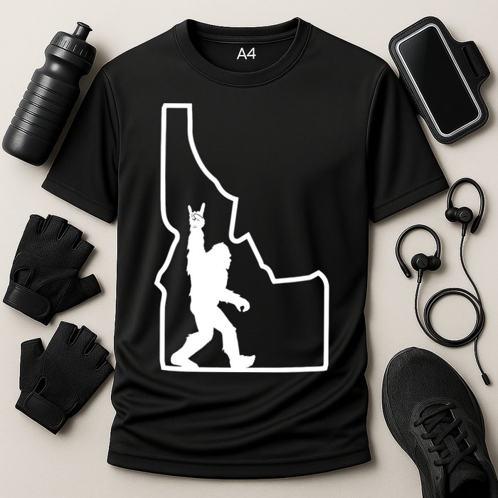 Bigfoot Rock And Roll Silhouette State Of Idaho Sasquatch Performance Shirt