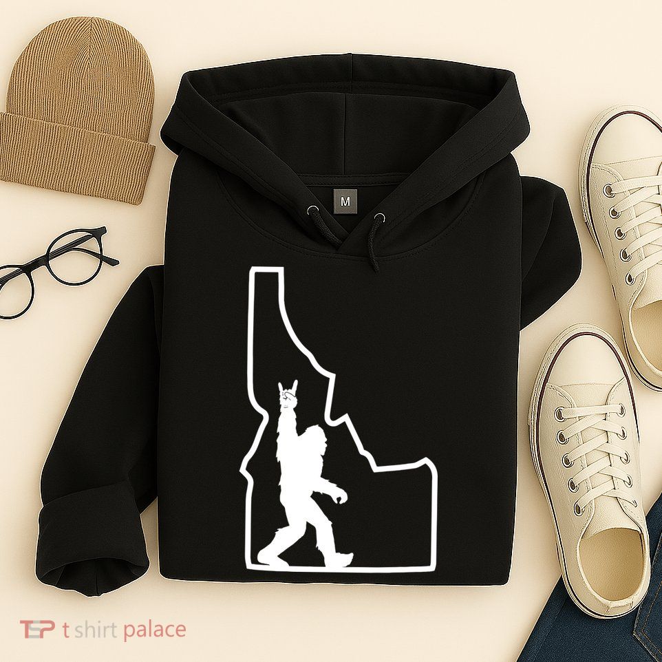 Bigfoot Rock And Roll Silhouette State Of Idaho Sasquatch Hoodie