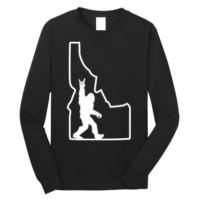 Bigfoot Rock And Roll Silhouette State Of Idaho Sasquatch Long Sleeve Shirt