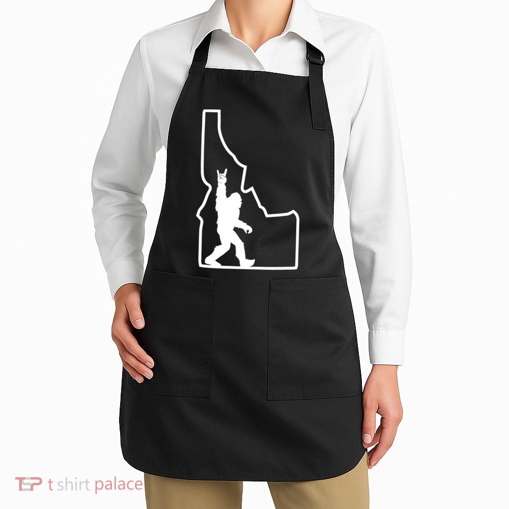 Bigfoot Rock And Roll Silhouette State Of Idaho Sasquatch Apron