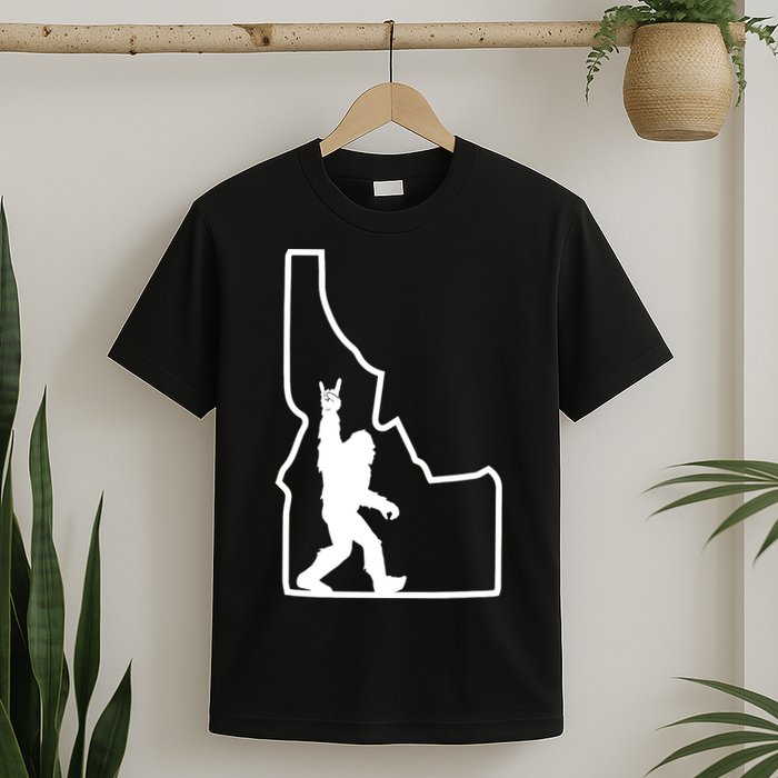 Bigfoot Rock And Roll Silhouette State Of Idaho Sasquatch T-Shirt