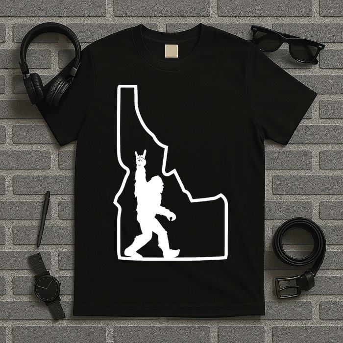 Bigfoot Rock And Roll Silhouette State Of Idaho Sasquatch T-Shirt